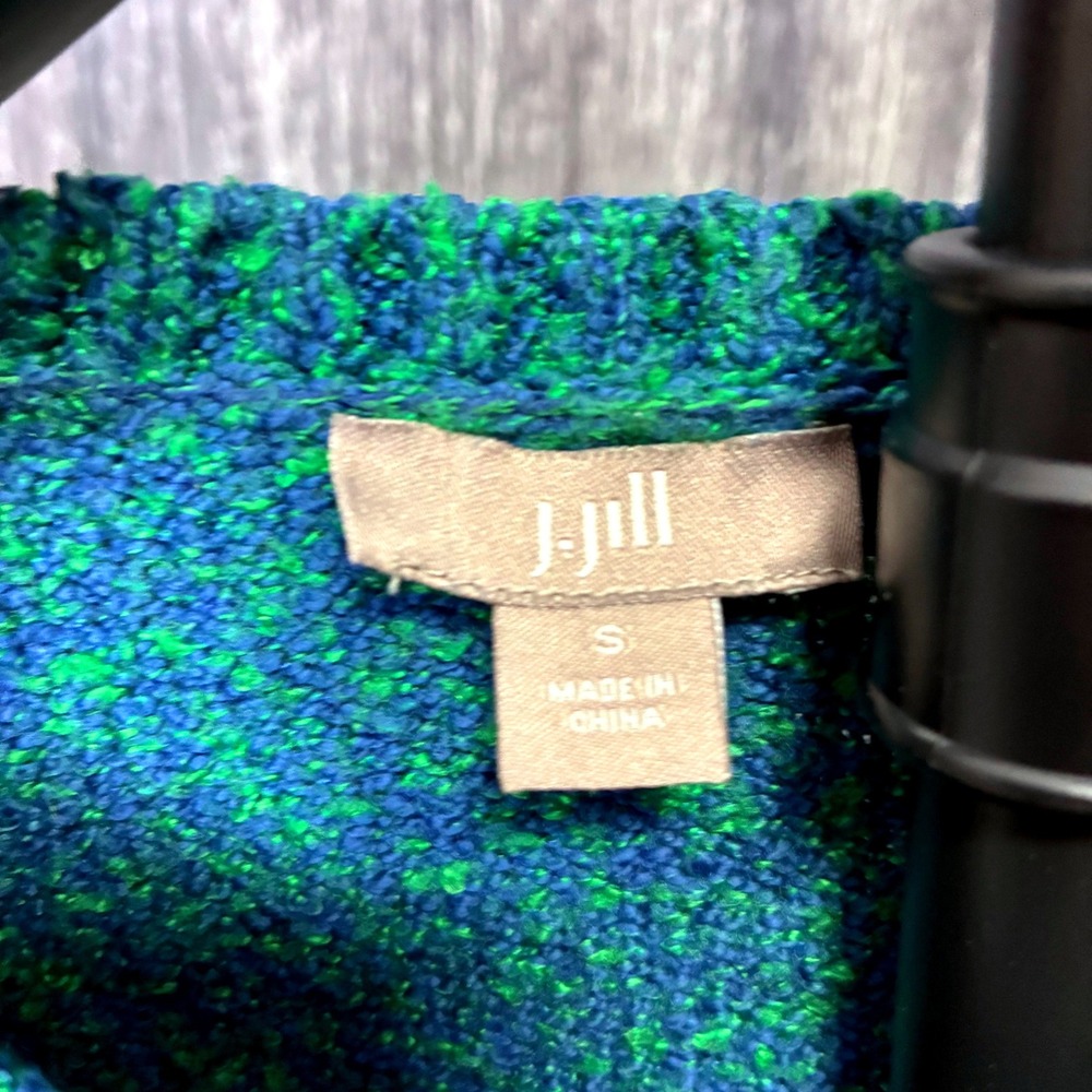 J. Jill Crewneck Blue Green Sweater Tunic Front Pocket Women Size S - Picture 3 of 7